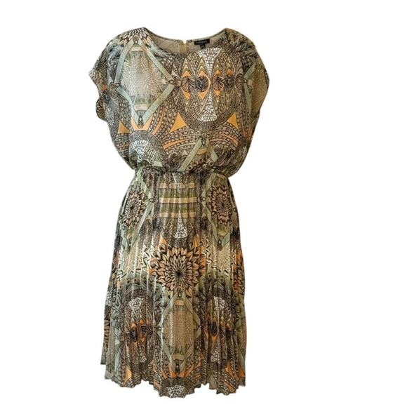 Sabine Boho Geometric Print Blouson Mini Dress Multicolor Women’s M - Picture 2 of 6